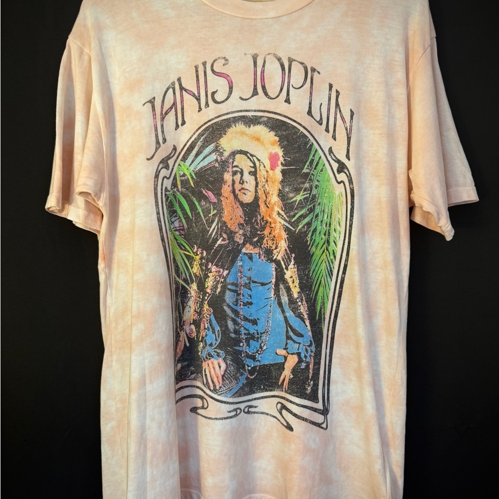 Janis Joplin Retro Oversized T Shirt Peach Pink Tie Dye Size Small